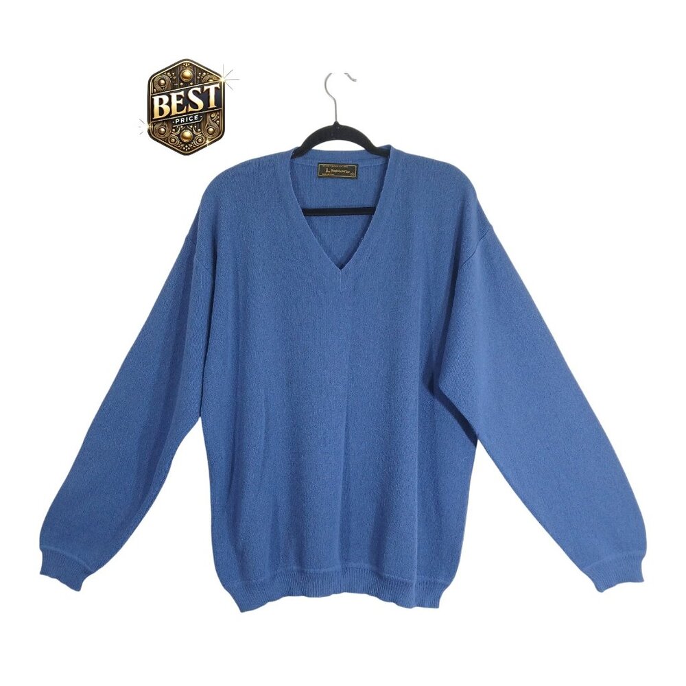 Peru Unlimited Alpaca Wool Sweater Men XL Blue V-Neck Pullover
